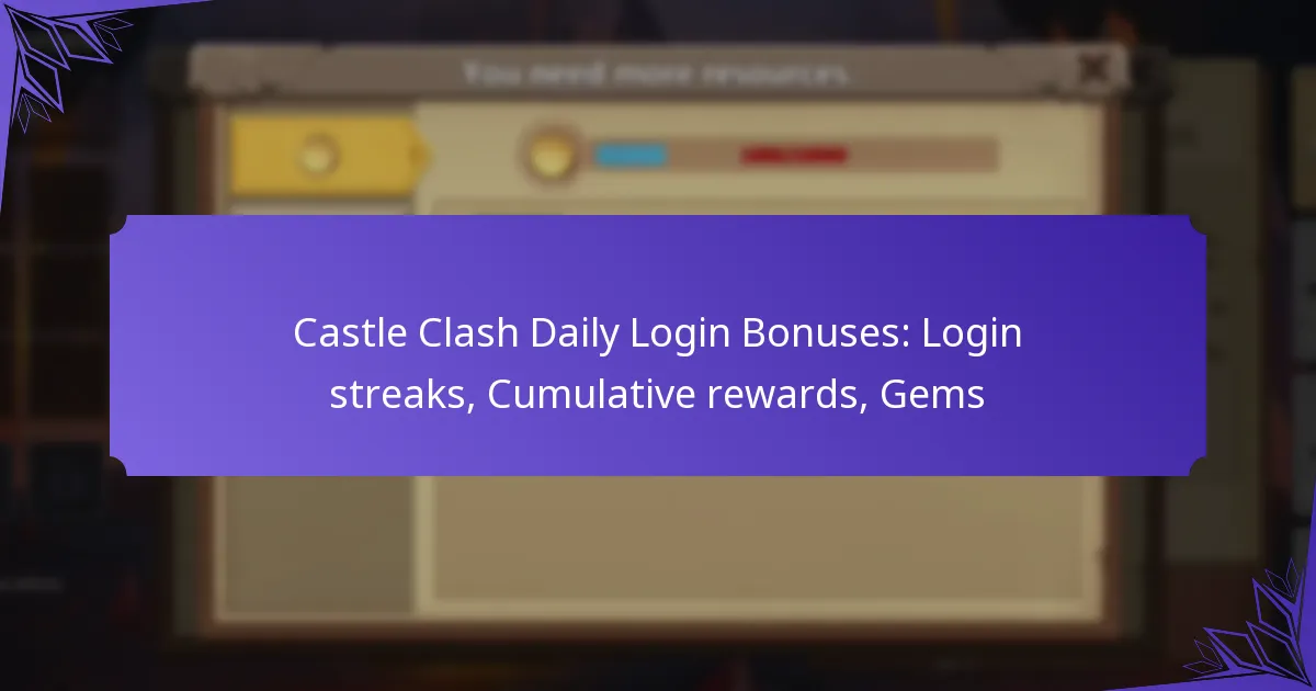 Castle Clash Daily Login Bonuses: Login streaks, Cumulative rewards, Gems