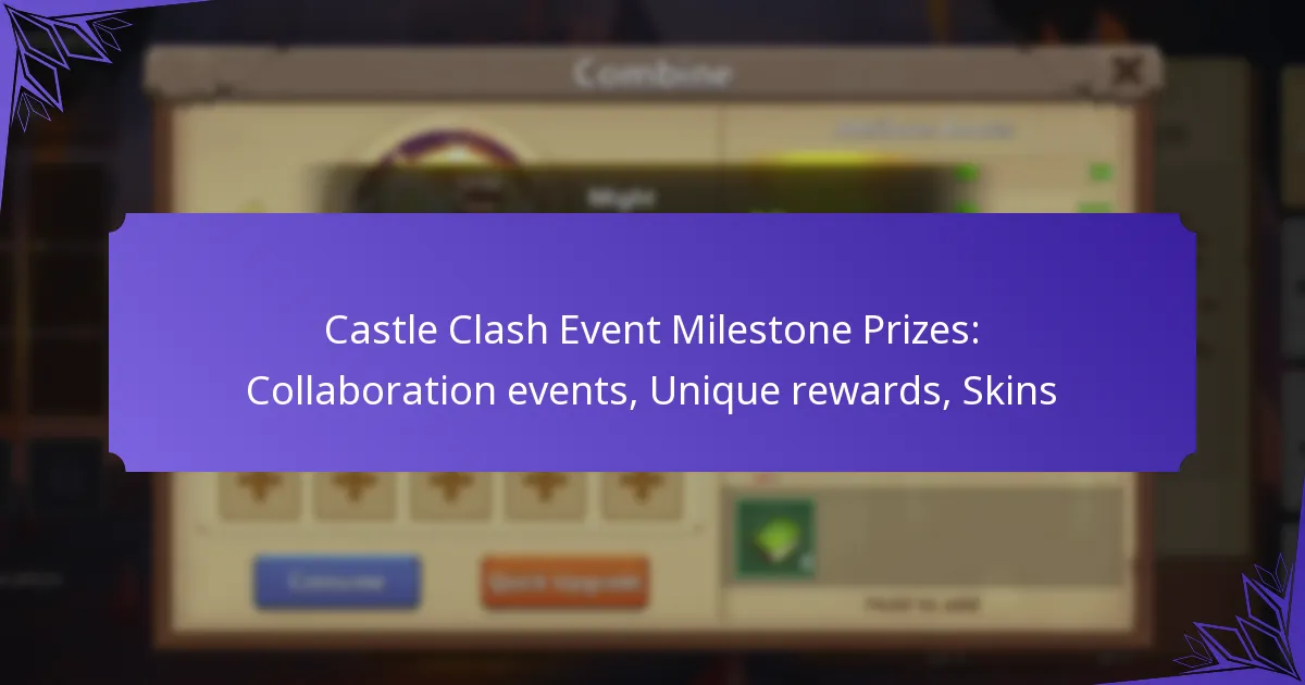 Castle Clash Event Milestone Prizes: Collaboration events, Unique rewards, Skins