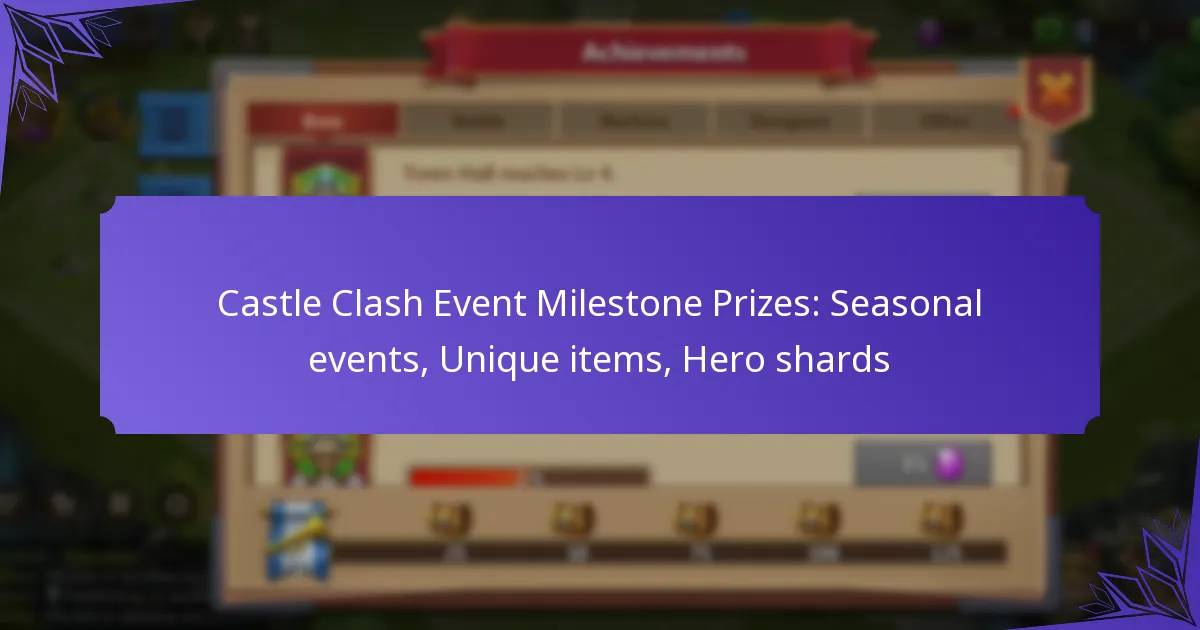 Castle Clash Event Milestone Prizes: Seasonal events, Unique items, Hero shards