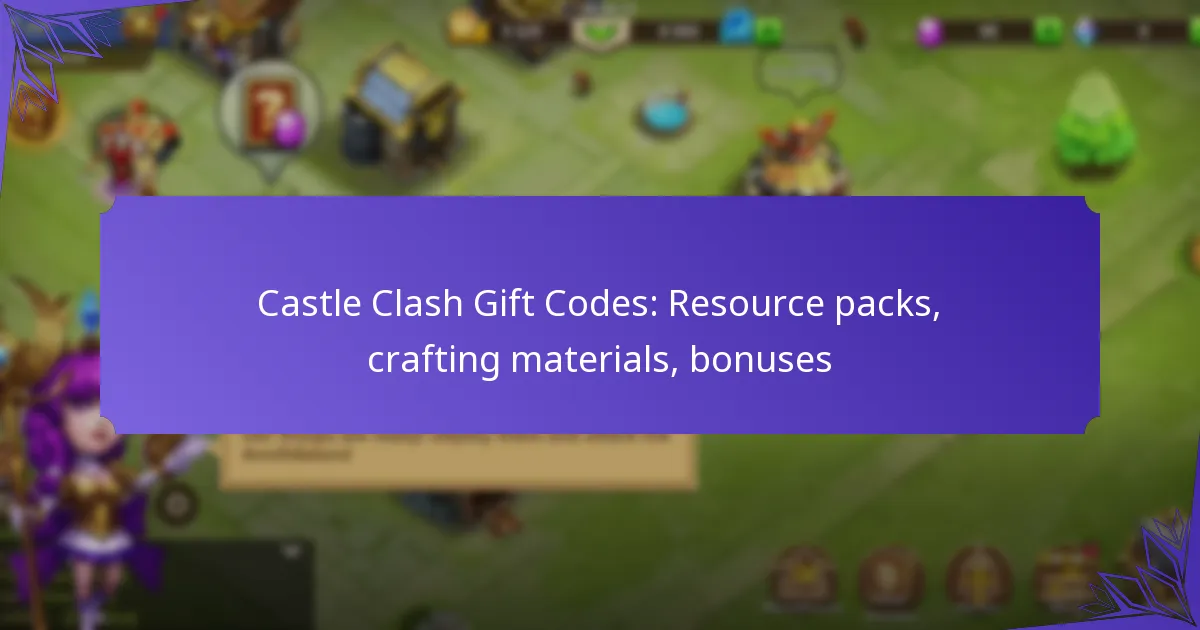 Castle Clash Gift Codes: Resource packs, crafting materials, bonuses