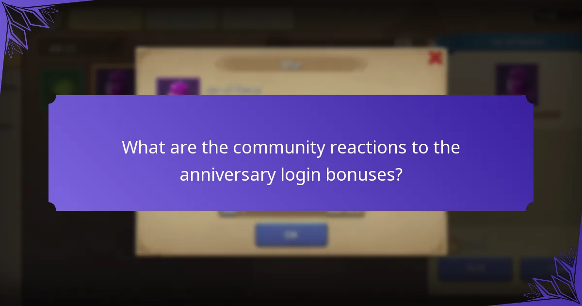 What are the community reactions to the anniversary login bonuses?